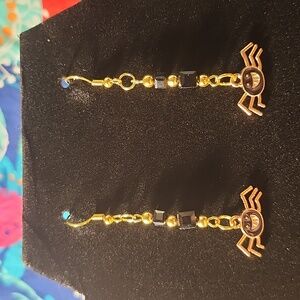 Black White & Gold Hook Earrings